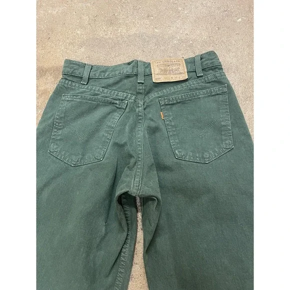 Vintage Levis 555 Jeans Mens 30x30 Green Relaxed Fit Straight Leg USA 90s